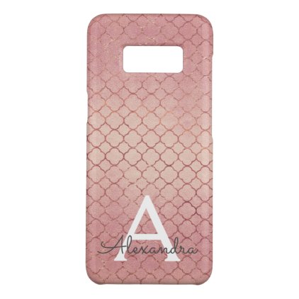 Pink Rose Gold Elegant Pattern Monogram Case-Mate Samsung Galaxy S8 Case
