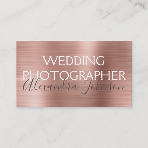 Pink  Rose Gold Elegant Wedding Photographer Business Card
