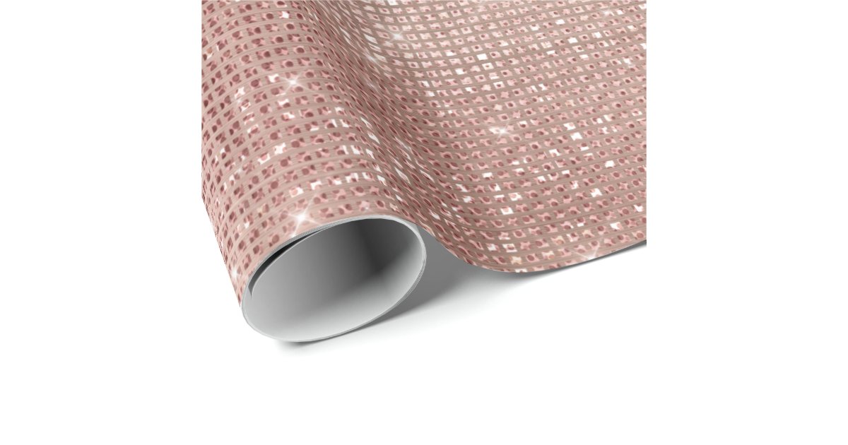 Pink Rose Gold Faux Brush Sparkly Diamond Metallic Wrapping Paper Zazzle