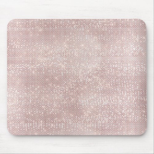 Pink Rose Gold Faux Diamond Metallic Sparkly Vip Mouse Pad