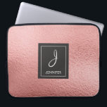 Pink Rose Gold Faux Foil Monogram Laptop Sleeve<br><div class="desc">Pink Rose Gold Faux Foil Elegant Monogram Case. This case can be customized to include your initial and first name.</div>