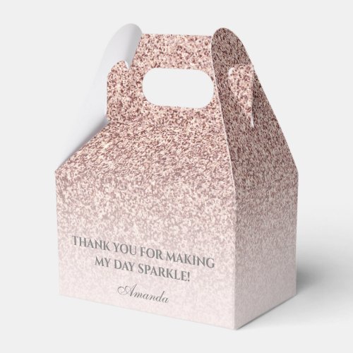 Pink Rose Gold Faux Glitter and Sparkle Elegant Favor Boxes