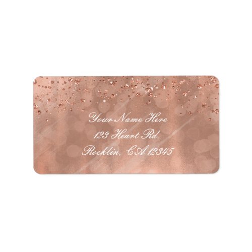 Pink Rose Gold Faux Glitter Glamour Invitation Label