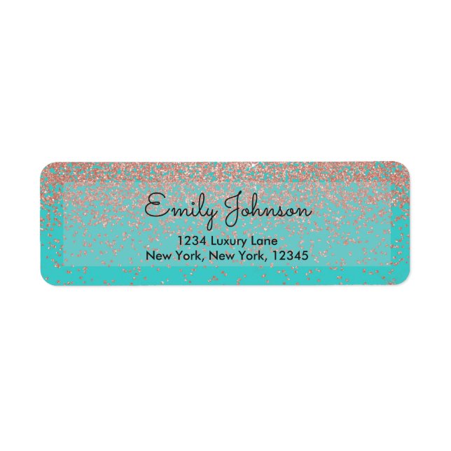 Pink Rose Gold Faux Glitter Sparkle Address Label (Front)