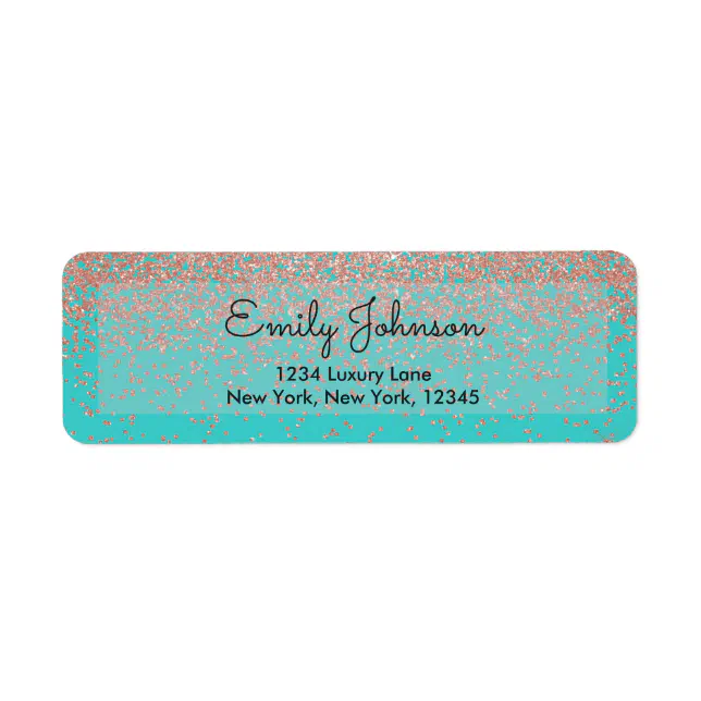 Pearlized Address Label Pink Rose Gold Faux Glitter Sparkle Address Label | Zazzle