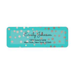 Pink Rose Gold Faux Polka Dots Address Label