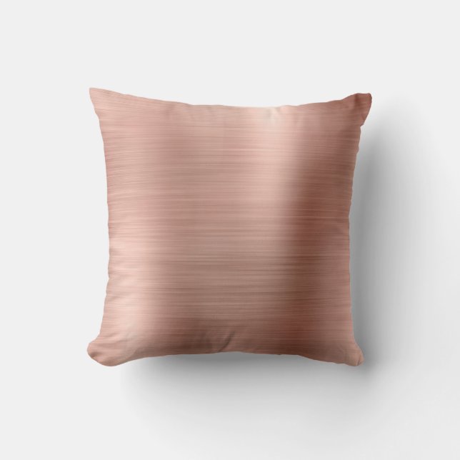 Pink Rose Gold Faux Powder Diamond Sequin Metal Throw Pillow (Front)