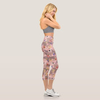 Plumeria Pink Capri Leggings