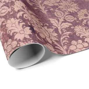 Pink Rose Gold Floral Powder Floral Burgundy Blush Wrapping Paper