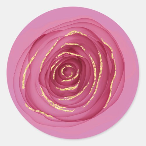 Pink Rose Gold Flower Favor Delicate Ing Painted  Classic Round Sticker