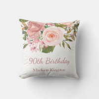 Pink Rose Gold Flowers 90th Birthday Party Gift