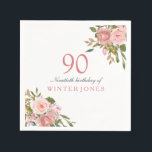 Pink Rose Gold Flowers 90th Birthday Party Napkins<br><div class="desc">Pink Rose Gold Flowers 90th Birthday Party Napkins

See matching collection in Niche and Nest Store</div>