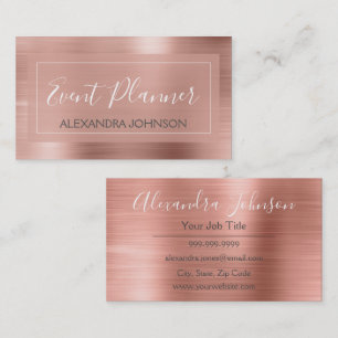 Pink & Rose Gold Foil Event Planner Business Card
