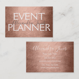 Pink & Rose Gold Foil Metal Event Planner Business Card