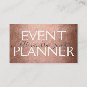 Pink & Rose Gold Foil Metal Event Planner Business Card