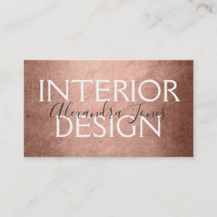 Pink & Rose Gold Foil Metal Interior Design Business Card