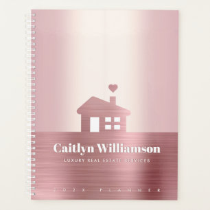 Pink Rose Gold Foil Real Estate Broker Agent House Planner