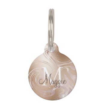 Pink Rose Gold Foil Sparkle Marble Monogram Name P Pet Id Tag by Anastasia_Designs at Zazzle