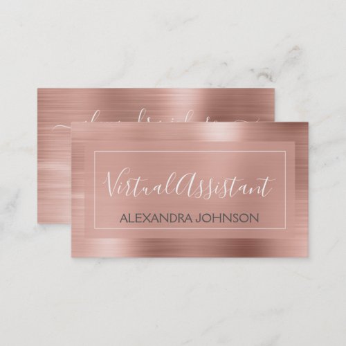 Pink  Rose Gold Foil Virtual Assistant Business C Business Card