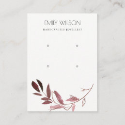 PINK ROSE GOLD FOLIAGE TWO EARRING DISPLAY LOGO BUSINESS CARD