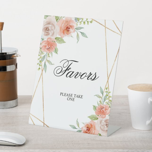  Pink Rose & Gold Frame Shower Favors Sign (In SItu)
