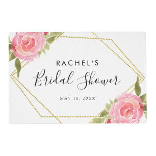 Pink Rose Gold Geometric Frame Bridal Shower Placemat