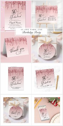 Pink Rose Gold Glitter 50th Birthday Party