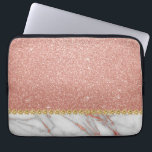 Pink Rose Gold Glitter and Sparkle Marble Laptop Sleeve<br><div class="desc">Pink Rose Gold Faux Glitter and Sparkle Elegant Marble Stone Sleeve.</div>