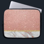 Pink Rose Gold Glitter and Sparkle Marble Laptop Sleeve<br><div class="desc">Pink Rose Gold Faux Glitter and Sparkle Elegant Marble Stone Sleeve.</div>