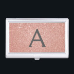 Pink Rose Gold Glitter and Sparkle Monogram Business Card Case<br><div class="desc">Pink Rose Gold and Charcoal Grey (gray) Faux Glitter and Sparkle Elegant Monogram Business Card Holder is perfect for a Microblading,  Nail Salon,  Skin Care,  Eyelash Extension or Hair and Make Up Beauty Salon Business. This Business Card Holder can be customized to include your initial and first name.</div>
