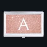 Pink Rose Gold Glitter and Sparkle Monogram Business Card Case<br><div class="desc">Pink Rose Gold Faux Glitter and Sparkle Elegant Monogram Business Card Holder for beauty professional such as a Skin Care, Microblading, Eyelash Extensions, Hair or Makeup Beauty Salon Manager or Employee. This Business Card Holder can be customized to include your initial and first name and makes a great birthday or...</div>