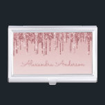 Pink Rose Gold Glitter and Sparkle Monogram Business Card Case<br><div class="desc">Pink Rose Gold Faux Dripping Glitter and Sparkle Elegant Girly Business Card Holder. This Business Card Holder can be customized to include your first and last name.</div>