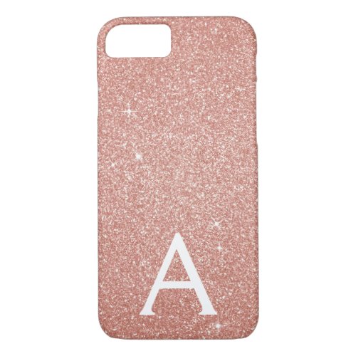 Pink Rose Gold Glitter and Sparkle Monogram iPhone 87 Case