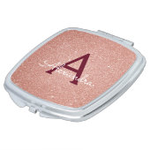 Pink Rose Gold Glitter and Sparkle Monogram Compact Mirror (Turned)