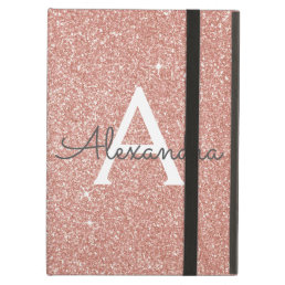 Pink Rose Gold Glitter and Sparkle Monogram iPad Air Case