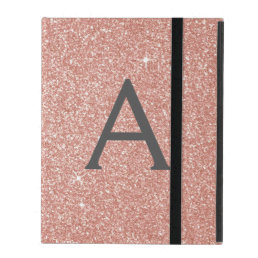 Pink Rose Gold Glitter and Sparkle Monogram iPad Case