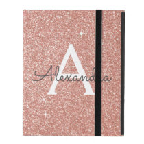 Pink Rose Gold Glitter and Sparkle Monogram iPad Folio Case Pink Rose Gold Glitter and Sparkle Monogram iPad Folio Case