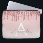 Pink Rose Gold Glitter and Sparkle Monogram Laptop Sleeve<br><div class="desc">Blush Pink - Rose Gold Faux Dripping Glitter and Sparkle Elegant Monogram Laptop Computer Case. This monogrammed case can be customized to include your initial and first name.</div>