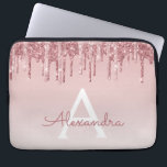 Pink Rose Gold Glitter and Sparkle Monogram Laptop Sleeve<br><div class="desc">Blush Pink - Rose Gold Faux Dripping Glitter and Sparkle Elegant Monogram Laptop Computer Case. This monogrammed case can be customized to include your initial and first name.</div>