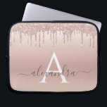 Pink Rose Gold Glitter and Sparkle Monogram Laptop Sleeve<br><div class="desc">Pink Rose Gold Faux Glitter and Sparkle Elegant Monogram Case. This case can be customized to include your initial and first name.</div>