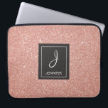 Pink Rose Gold Glitter and Sparkle Monogram Laptop Sleeve<br><div class="desc">Pink Rose Gold Faux Glitter and Sparkle Elegant Monogram Case. This case can be customized to include your initial and first name.</div>
