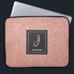 Pink Rose Gold Glitter and Sparkle Monogram Laptop Sleeve<br><div class="desc">Pink Rose Gold Faux Glitter and Sparkle Elegant Monogram Case. This case can be customized to include your initial and first name.</div>