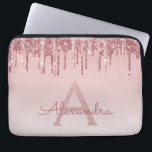 Pink Rose Gold Glitter and Sparkle Monogram Laptop Sleeve<br><div class="desc">Blush Pink - Rose Gold Faux Dripping Glitter and Sparkle Elegant Monogram Laptop Computer Case. This monogrammed case can be customized to include your initial and first name.</div>