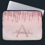 Pink Rose Gold Glitter and Sparkle Monogram Laptop Sleeve<br><div class="desc">Blush Pink - Rose Gold Faux Dripping Glitter and Sparkle Elegant Monogram Laptop Computer Case. This monogrammed case can be customized to include your initial and first name.</div>