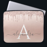 Pink Rose Gold Glitter and Sparkle Monogram Laptop Sleeve<br><div class="desc">Pink Rose Gold Faux Glitter and Sparkle Elegant Monogram Case. This case can be customized to include your initial and first name.</div>