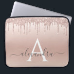 Pink Rose Gold Glitter and Sparkle Monogram Laptop Sleeve<br><div class="desc">Pink Rose Gold Faux Glitter and Sparkle Elegant Monogram Case. This case can be customized to include your initial and first name.</div>