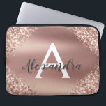 Pink Rose Gold Glitter and Sparkle Monogram Laptop Sleeve<br><div class="desc">Pink Rose Gold Faux Glitter and Sparkle Metallic Foil Elegant Monogram Case. This case can be customized to include your initial and first name.</div>