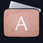Pink Rose Gold Glitter and Sparkle Monogram Laptop Sleeve<br><div class="desc">Pink Rose Gold Faux Glitter and Sparkle Elegant Monogram Case. This case can be customized to include your initial and first name.</div>