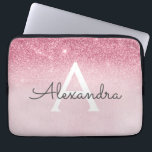 Pink Rose Gold Glitter and Sparkle Monogram Laptop Sleeve<br><div class="desc">Pink Rose Gold Faux Glitter and Sparkle Modern and Elegant Monogram Case. This case can be customized to include your initial and first name.</div>