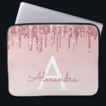 Pink Rose Gold Glitter and Sparkle Monogram Laptop Sleeve<br><div class="desc">Blush Pink - Rose Gold Faux Dripping Glitter and Sparkle Elegant Monogram Laptop Computer Case. This monogrammed case can be customized to include your initial and first name.</div>